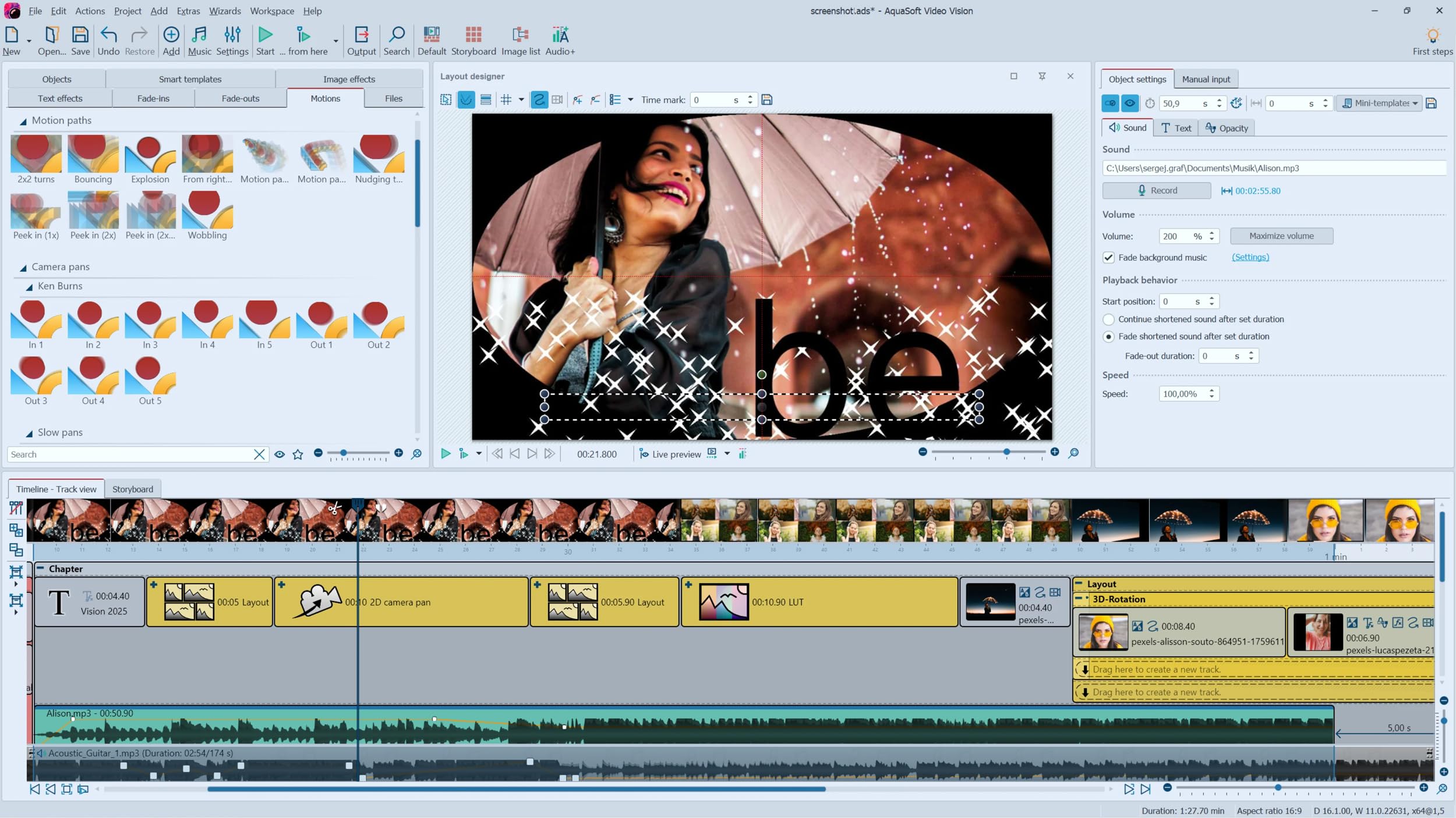Aquasoft Video Vision 2025 - Videoshow Slideshow Video editing effects Animations Software for Win 11, 10