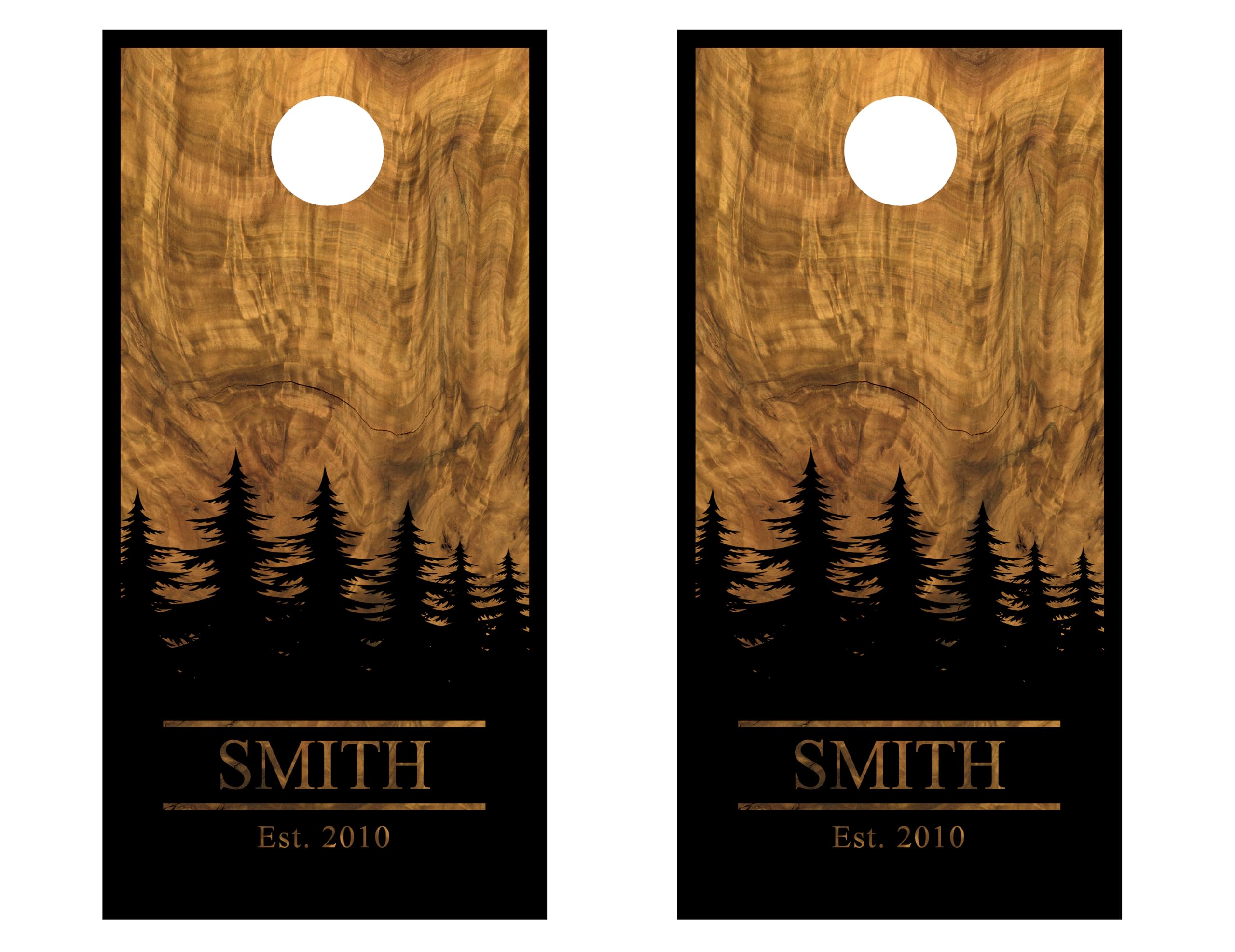 Cornhole Board Wraps #736 Customized Family Name Wood Design - Personalized Cornhole Graphic Decals - Includes Application Squeegee - Set of (2) 25