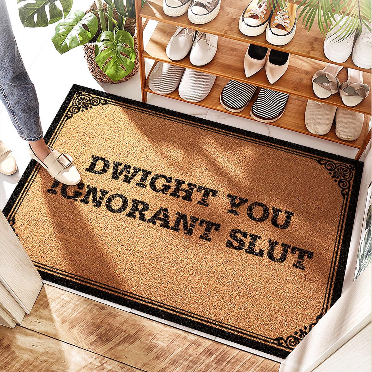 Tapis Dwight You Ignorant Slut lavable pour paillasson entrée étanche rayures