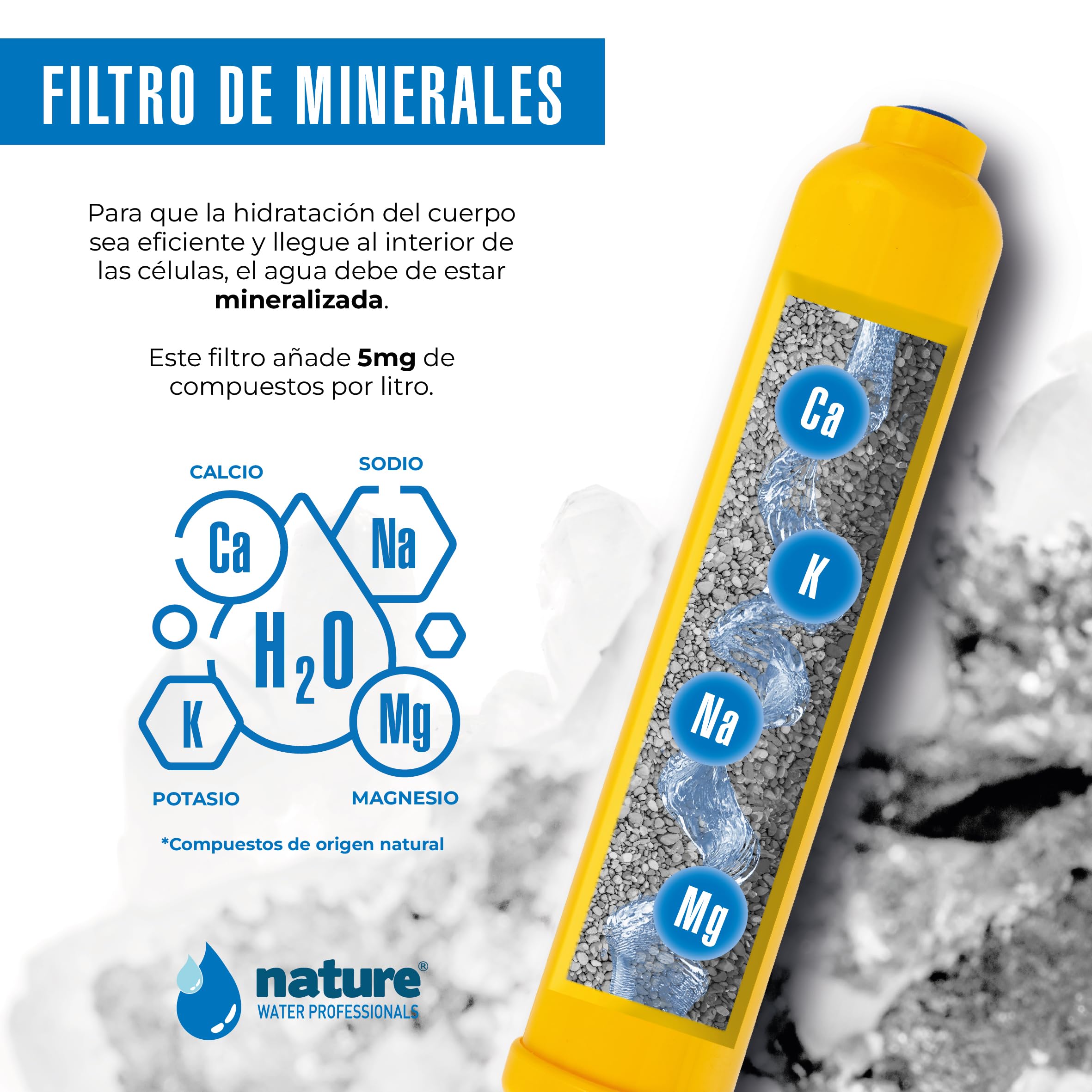 NATURE WATER PROFESSIONALS Equipo de Osmosis Inversa - Kit para Osmosis de 6 Etapas - Capacidad para 5 L - Incluye Membrana Vontron de 50GPD, Deposito y Filtros