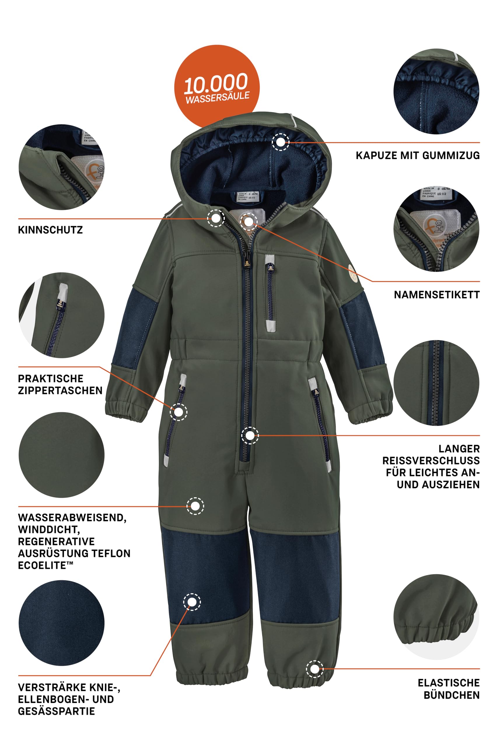 first instinct by killtec Unisex Baby Fiow 35 Mns Onpc Softshell Overall mit Kapuze (1er Pack)