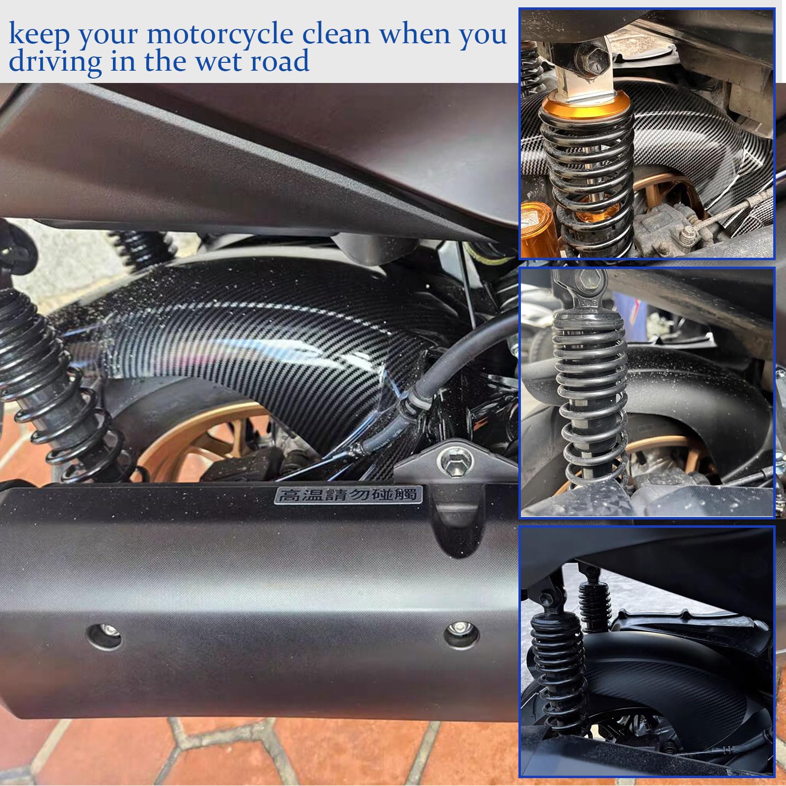 WOOGA moto parafango posteriore parafango parafango ruota Hugger paraspruzzi copertura for YA&MA&HA XMAX300 X-MAX-300 Accessori 2017 2018 2019 2020 2021 2022 2023 2024 (Aspetto in carbonio)