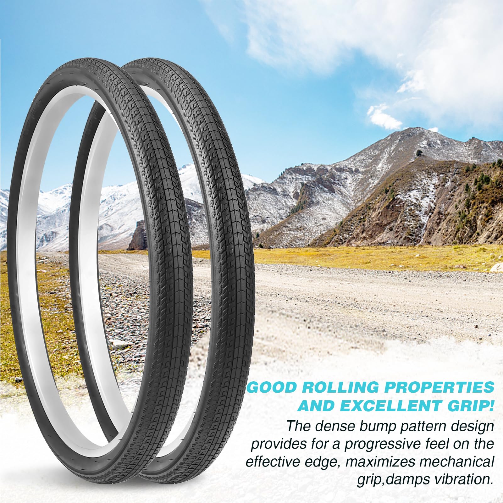 ZUKKA 2er-Pack Faltbarer 20/24/26 Zoll Reifen 20/24/26x1.75 Mantel Fahrrad Ersatzreifen Klappbarer für Fahrrad,MTB Mountain Ersatz für Mountainbike Kinderfahrrad, Crusier Bike, Commuter Bike