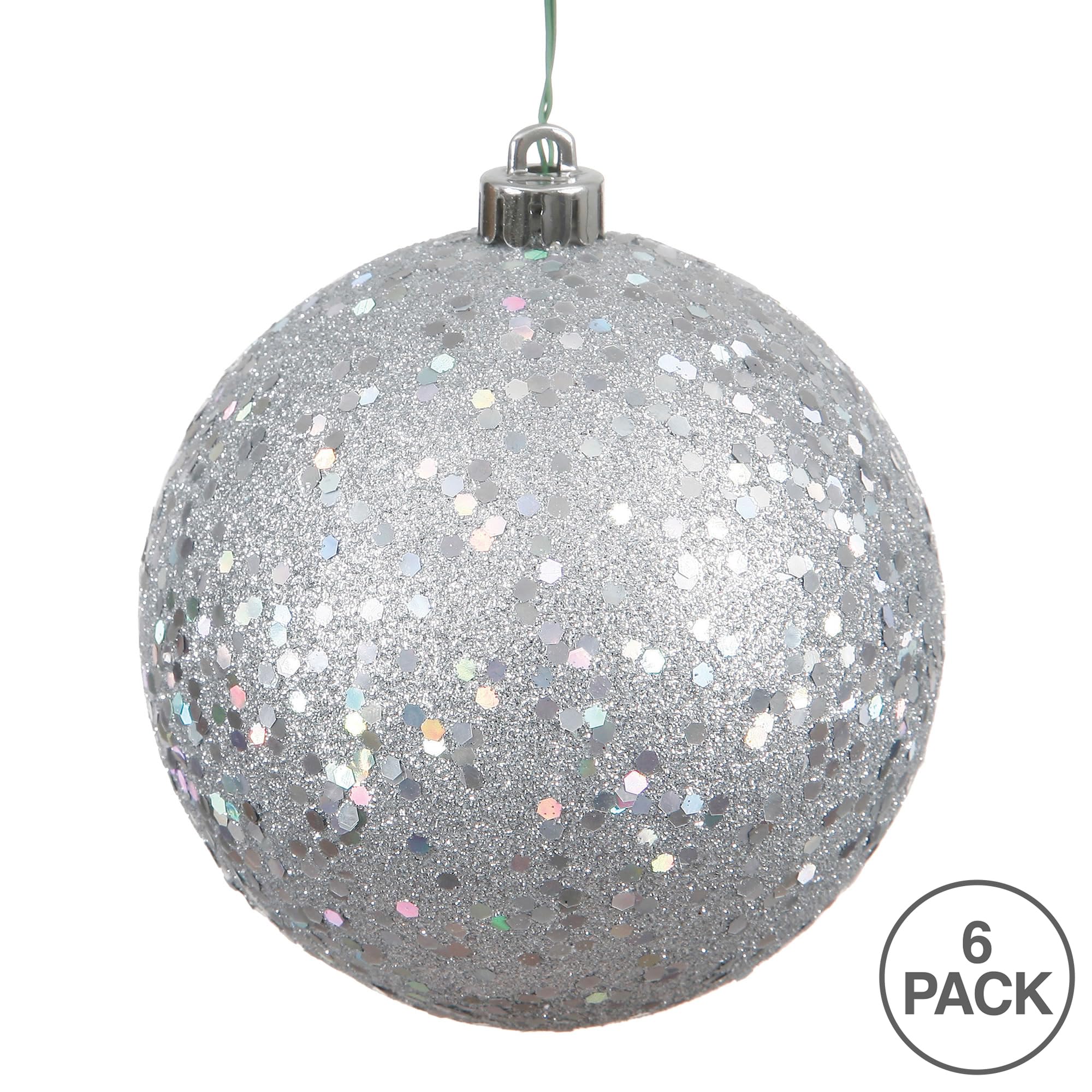 Vickerman Candy Acabado sin Bola Decorativa de Navidad inastillable, Plateado, 10,16 cm