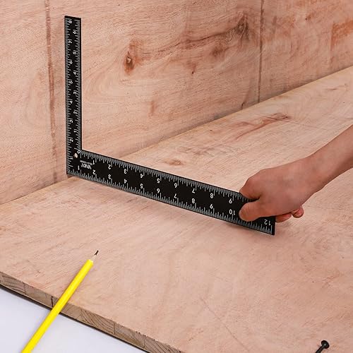 Miniatura 5 de VINCA Carpintero Marco L Forma Cuadrado, SCLS-1208BK 8 pulgadas x 12 pulgadas, acero negro acabado