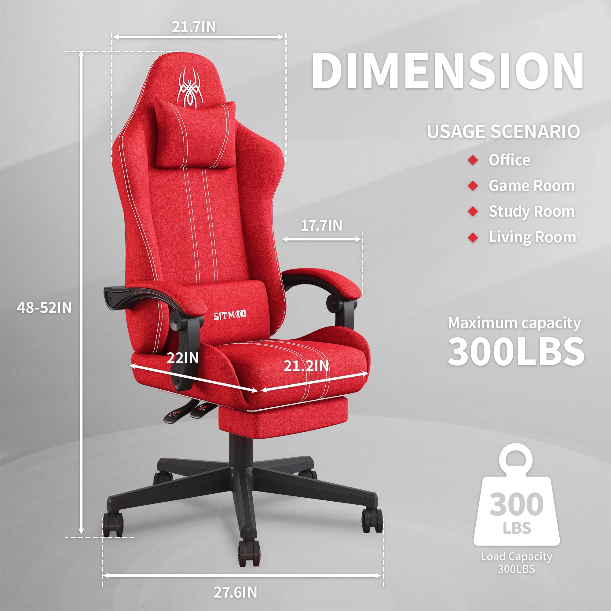 Sedia Gaming SITMOD Con Poggiapiedi - Ergonomica, Imbottita E Con Tessuto A Rete - Foto 2