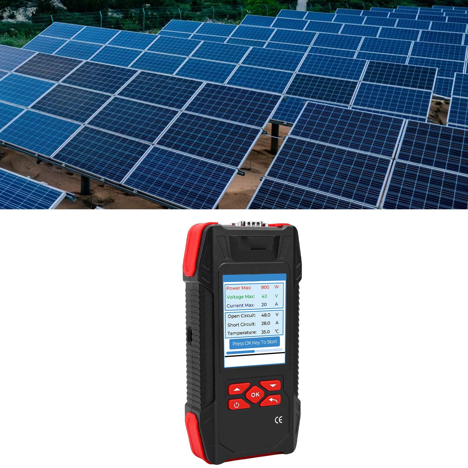 Akozon Tester per Pannelli Solari Display Professionale con Curva MPPT da 2000 W per Ricerca Fotovoltaica e Manutenzione Campo