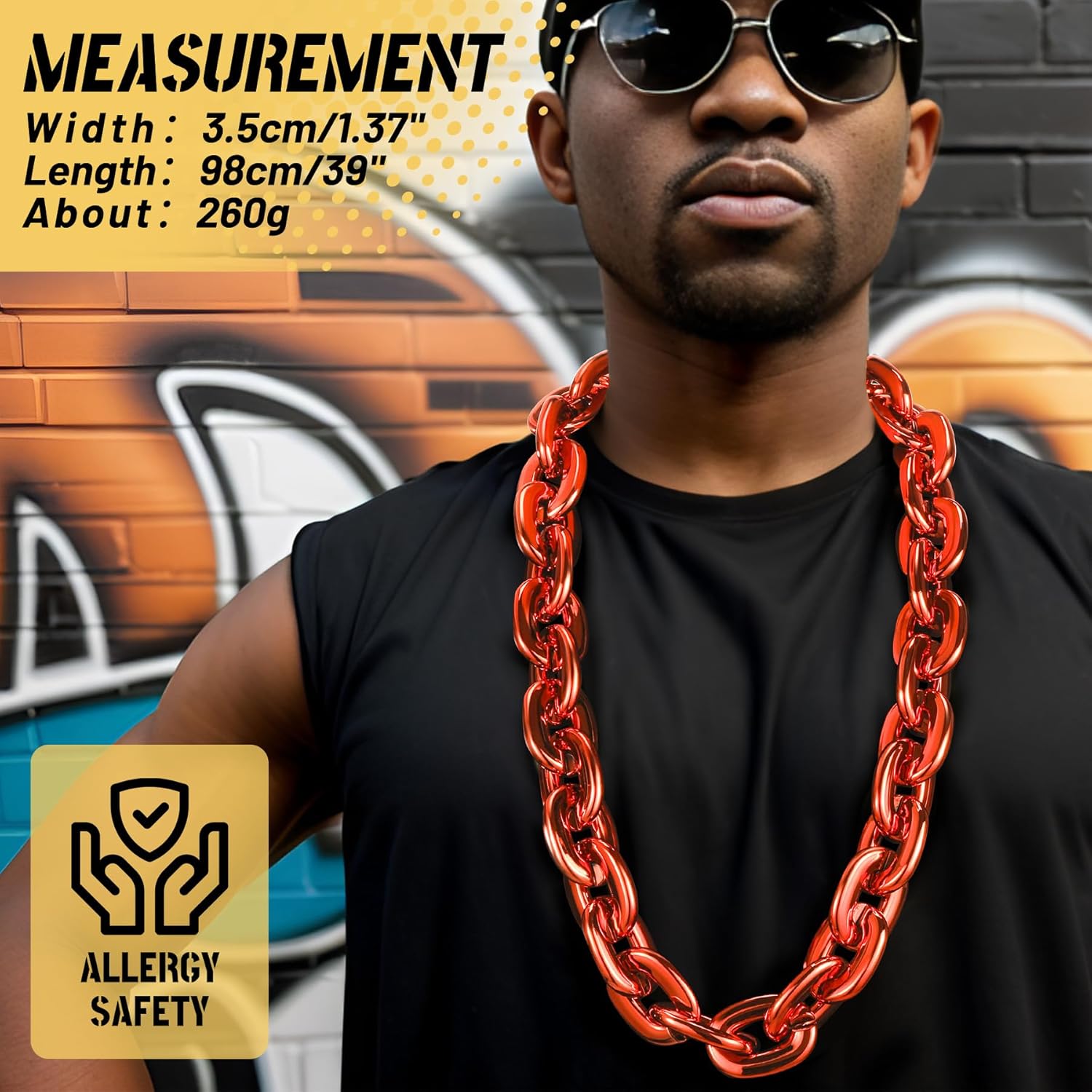 Halloween Plastic Chain Necklace 80s Accessories 90s Hip Hop Gold Chain for Men，Perfect for Hip Hop Party Decorations - Image 2