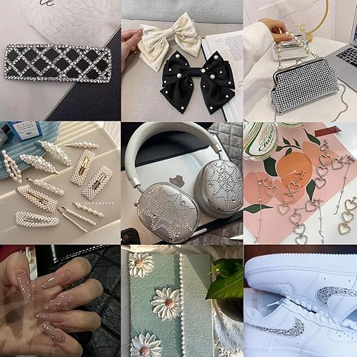 Miniatura 5 de NOOEPC Gemas autoadhesivas para el cabello y perlas para el cabello, perlas faciales y joyas, calcomanías para maquillaje, diamantes para el