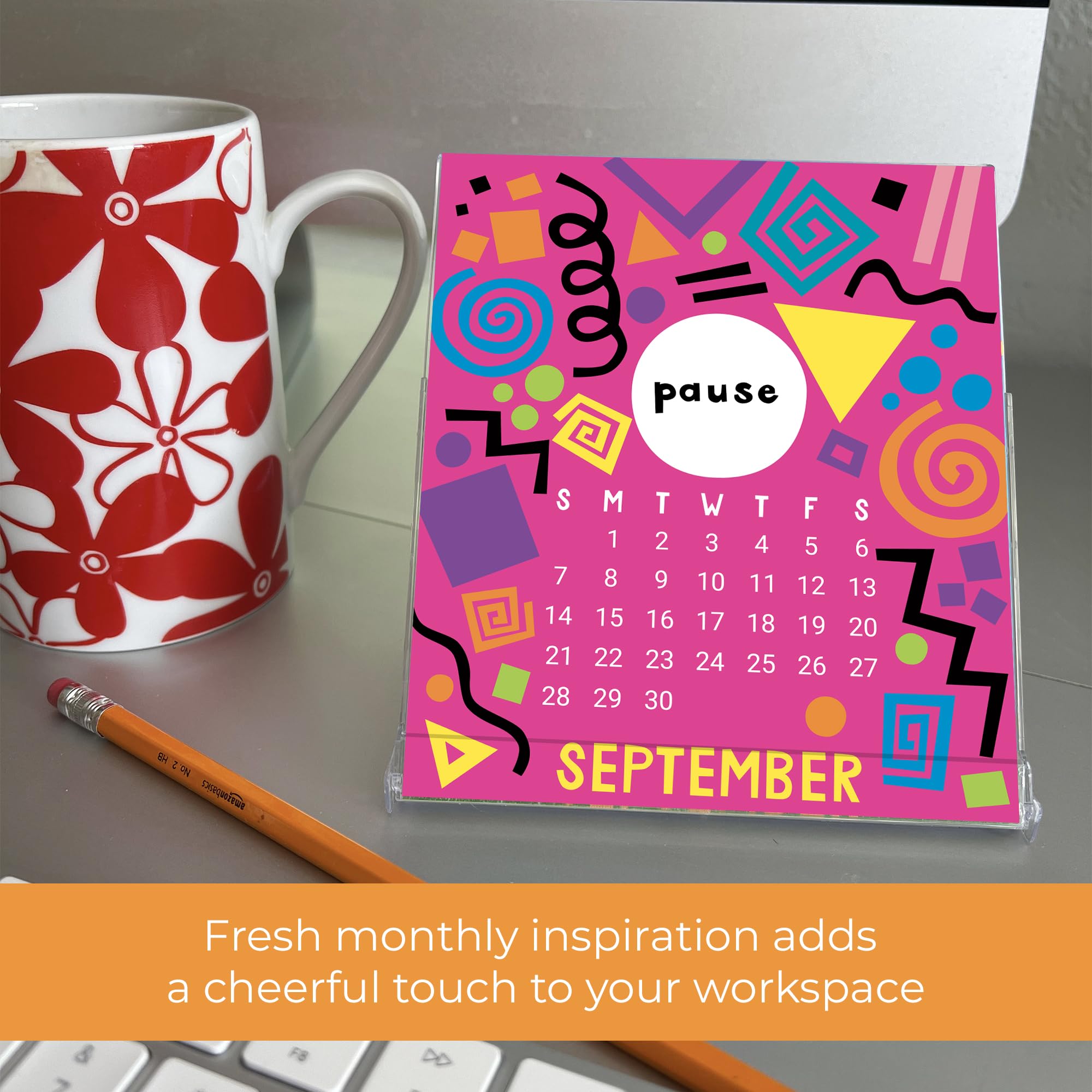 R. Nichols Mini Live Joy Give Joy Tischkalender 2025 – Stehender monatlicher Schreibtischkalender für Zuhause und Büro, 10,2 x 10,2 cm