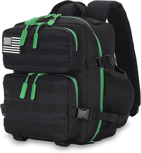 Miniatura 28 de Mini mochila táctica de 9L para hombres y mujeres, mochila táctica pequeña para senderismo, bolsa táctica pequeña, paquete de fitness, Negro&rojo,