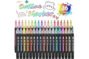 Double Line Outline Pens, 36 Colors Glitter Markers
