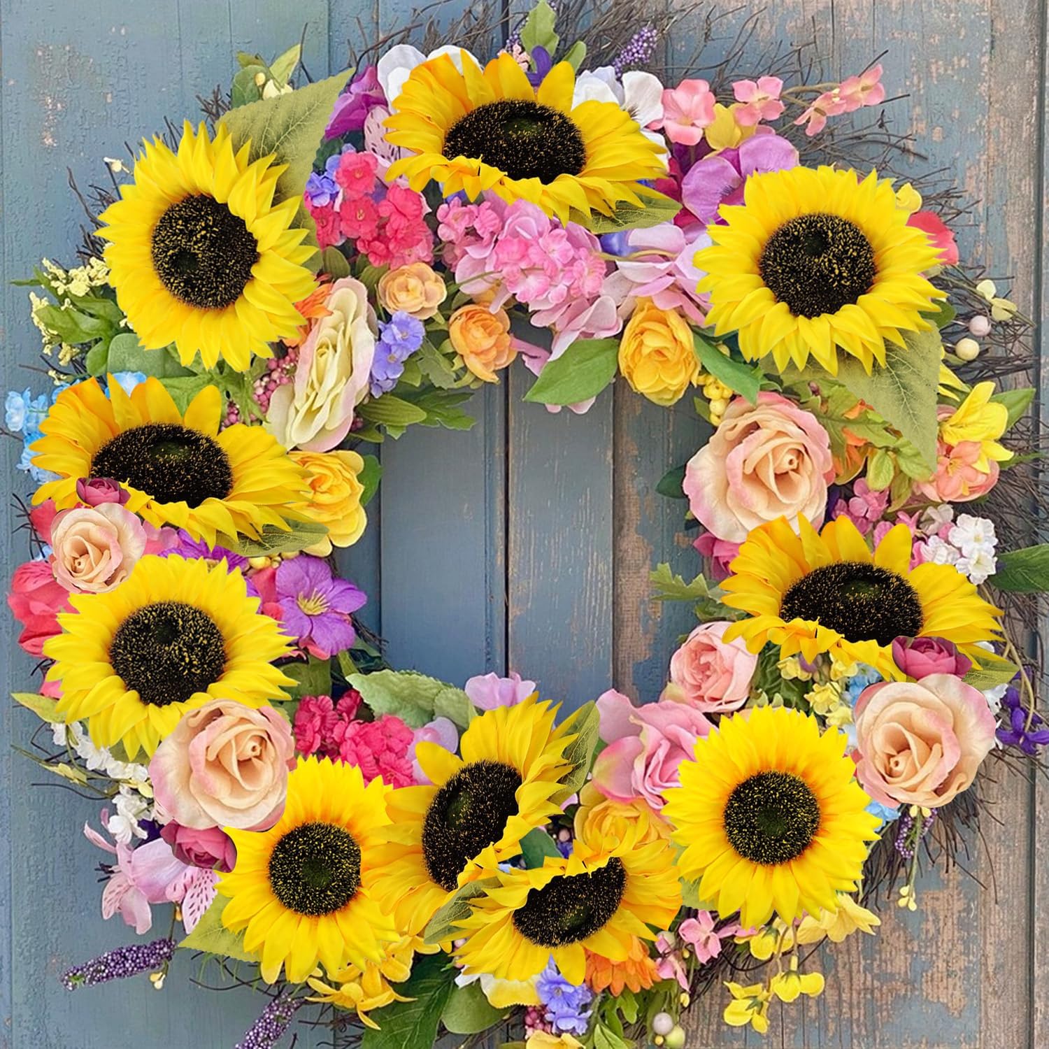 10 Pcs Sunflowers Artificial Flowers with Long Stems Silk Fake Large Sunflowers Bouquet Faux Sunflower Arrangement for Outdoor Indoor Home Vase Table Wedding Party Garden DIY Decor (Yellow) - Image 4