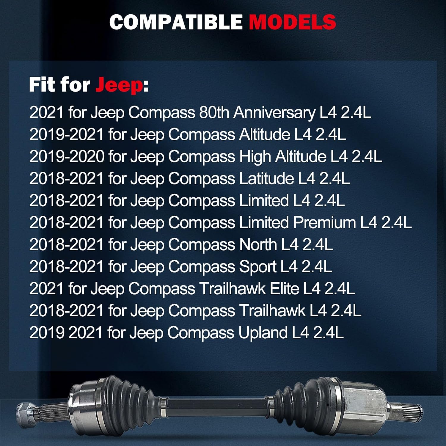 CCIYU CV Axle Shaft Assembly for Jeep Compass 2018 2019 2020 2021 - Front Left or Right - Replace# NCV82055