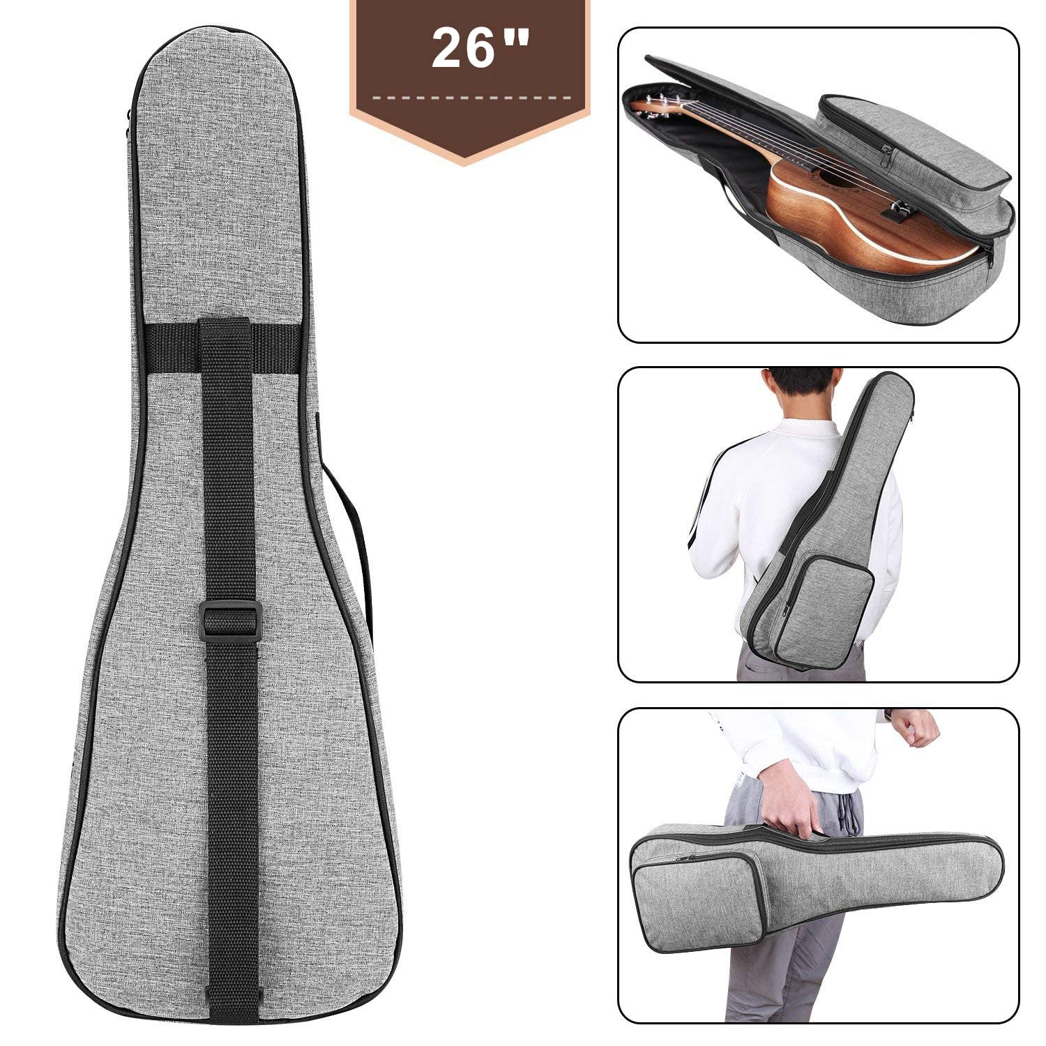 Ranch Ukelele tenor zurdo de 26 pulgadas profesional de madera ukelele instrumento con bolsa acolchada para ukele