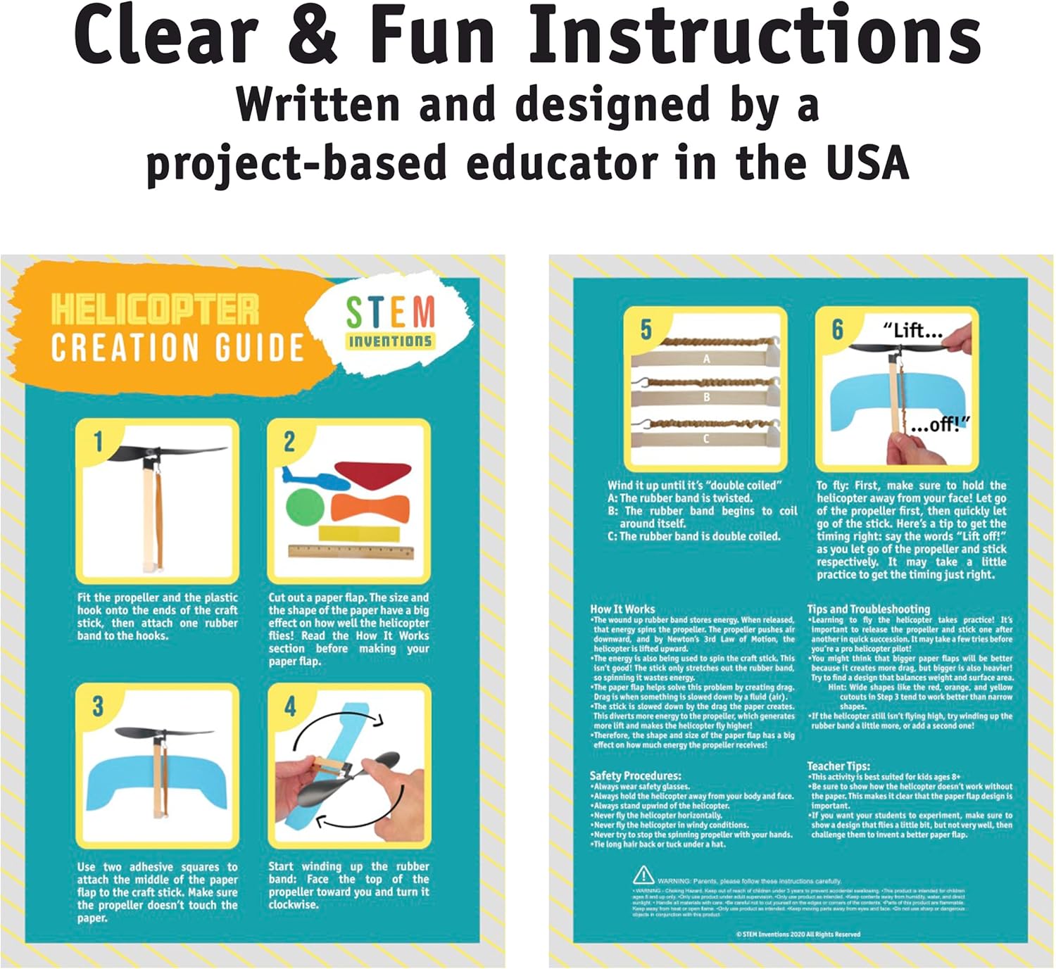 Rubber Band Helicopter Kit – 10-Pack - DIY STEM Craft Project for Kids - Build Your Own Rubberband Flying Toy