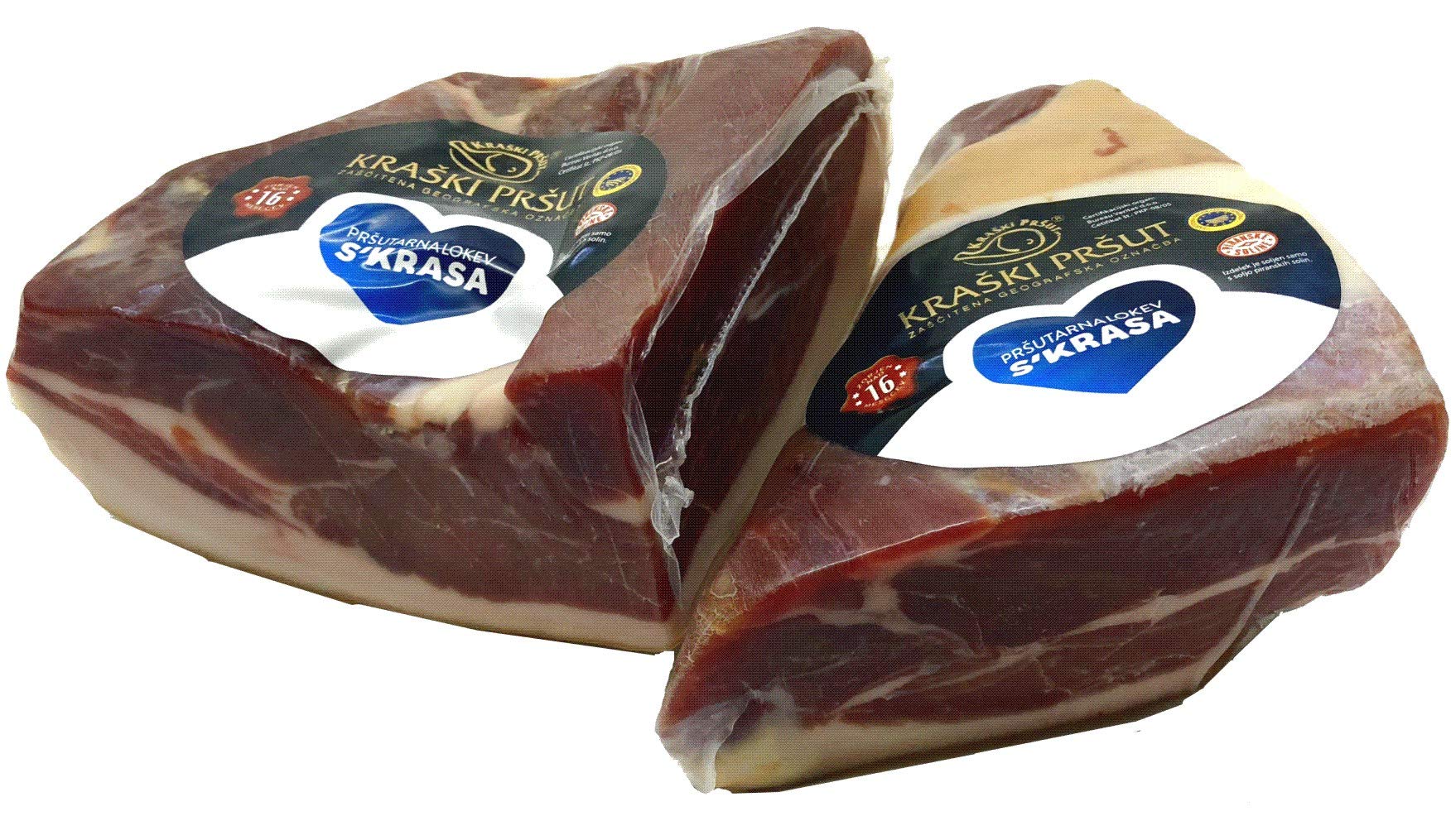 Luftgetrockneter Karst Schinken - Prosciutto - Kraski Prsut 16 Monate gereift Rohschinken mit Meersalz aus der Saline von Piran, Karst Prsut aus Istrien. Stück ca. 700 - 1000g (Einweg)