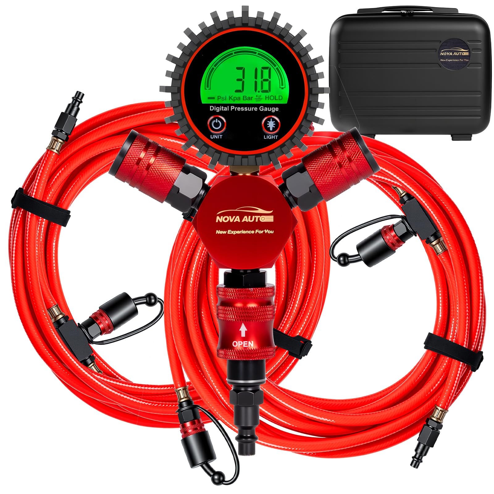 Photo 1 of NOVA AUTO 4 Tire Inflation Deflation System,Fits up to 200" Wheelbase,300psi Digital Tyre Pressure Gauge and Plastic Suitcase,4 Tire Inflation Kit for Truck,Car,Trailers,Motorcycles