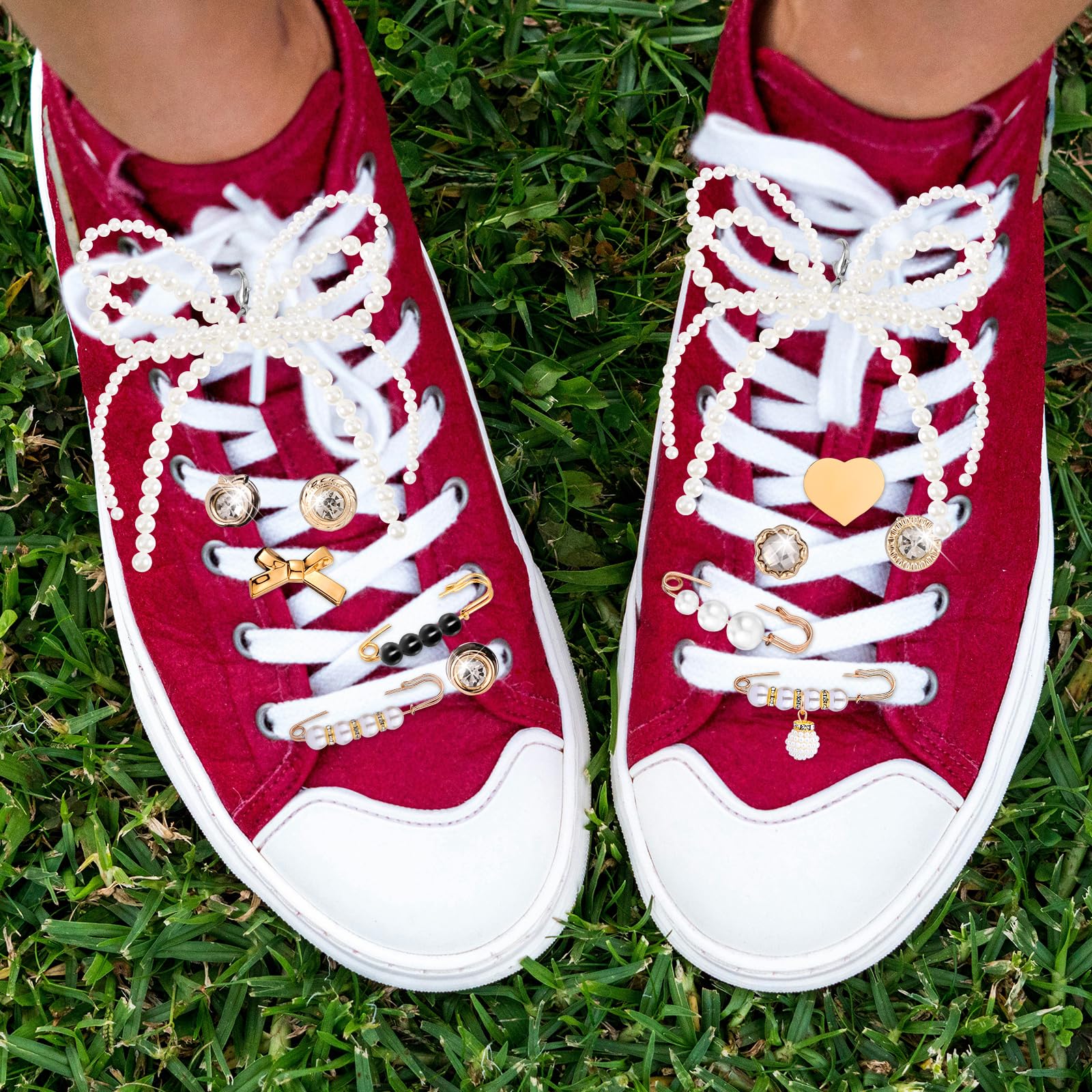 Mikovivi 30 Pzs Adornos para Zapatos para Zapatillas Deportivas, Varios Estilos de Adornos para Cordones de Zapatos Adornos para Zapatos con Lazo Clips para Zapatos Joyas para Zapatos para Mujeres - 5