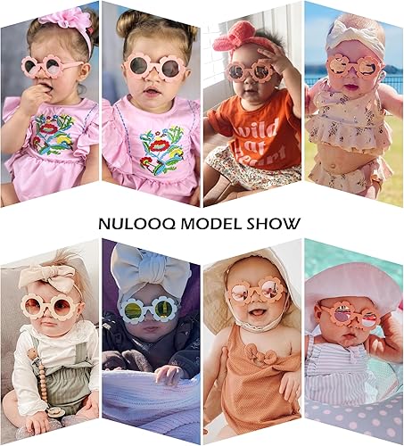 Miniatura 3 de NULOOQ Gafas de sol polarizadas para bebé con correa Gafas de sol flexibles en forma de flor para niños pequeños y bebés de 0 a 24 meses
