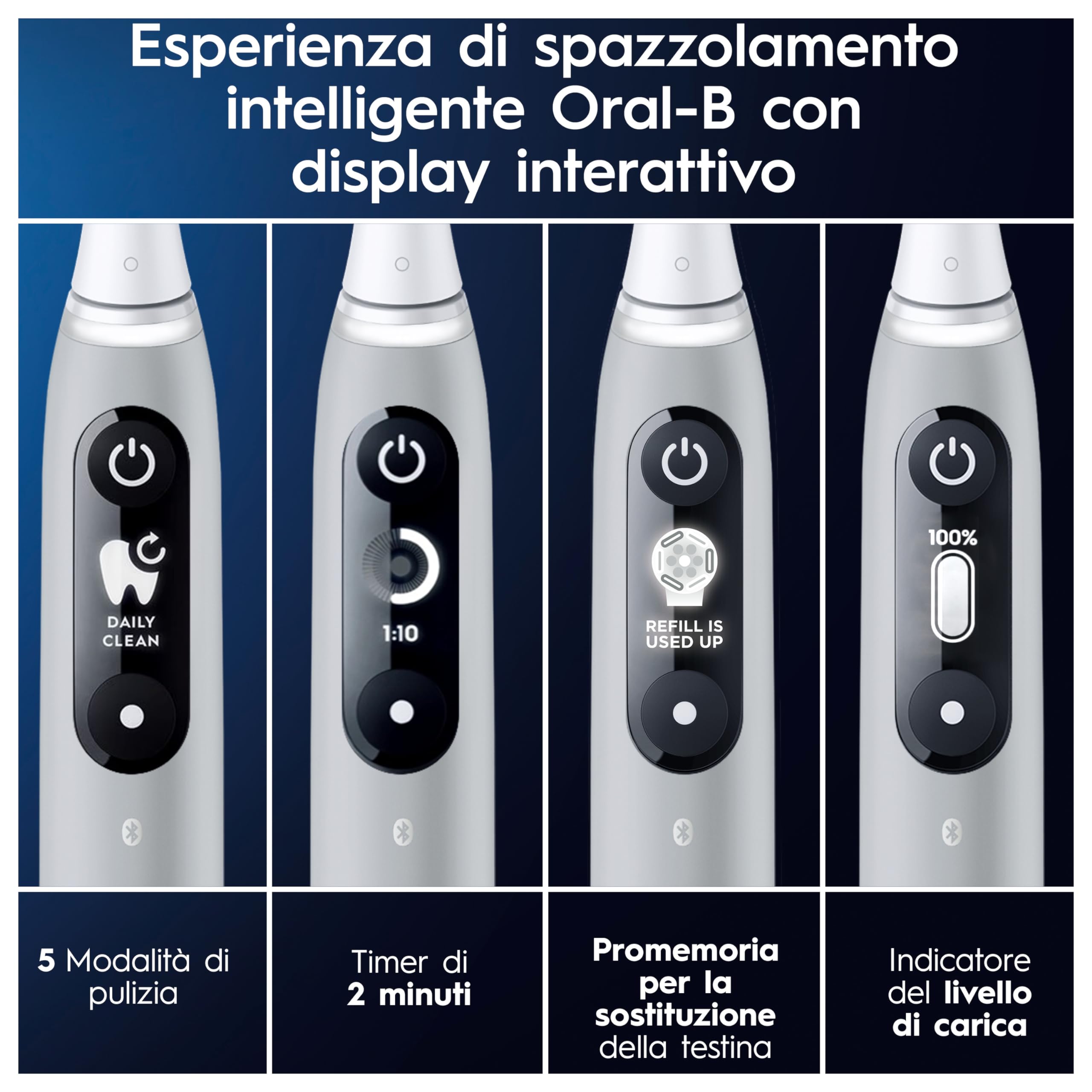 Oral-B iO 6 Spazzolino Elettrico Ricaricabile Grigio, 3 Testine Oral B Di Ricambio, 1 Custodia Da Viaggio. 1 Spazzolino Elettrico, Pulizia Denti Efficace