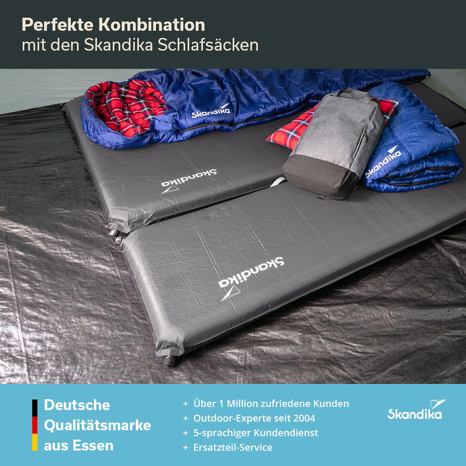 Skandika Premium Easy Isomatte Single/Double 3D | 10 cm dick, selbstaufblasend, leicht, faltbar, selbstfüllender Schaumstoff, Gästematratze, Luftmatratze | Camping, Outdoor, Zelt, Auto