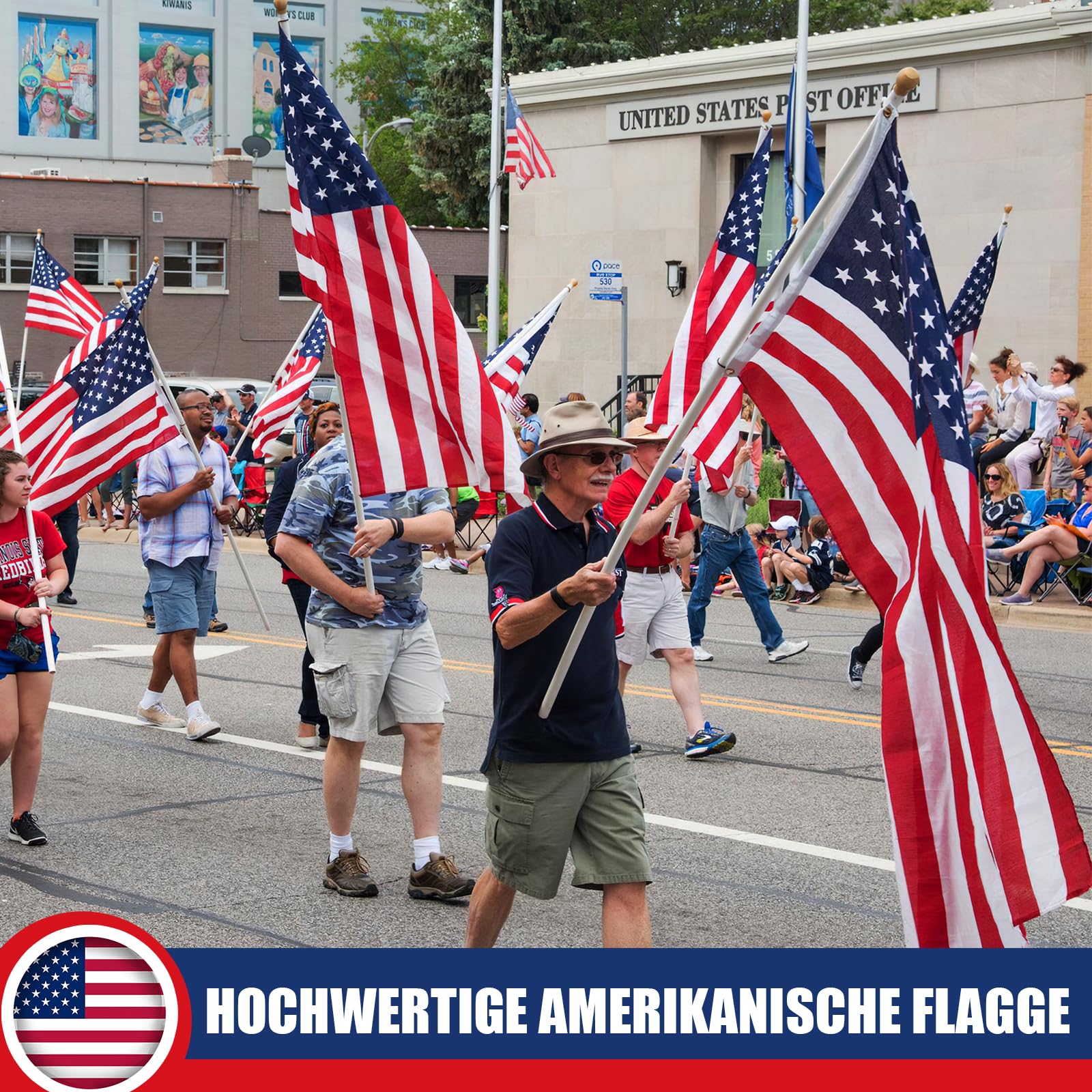 Flaga amerykańska • Flaga USA klasy premium, 90 x 150 cm, z mosiężnymi oczkami, do użytku wewnątrz i na zewnątrz, odporna na warunki atmosferyczne i 100% poliester – idealna dla wszystkich miłośników