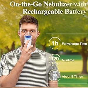 Nebulizer, Nebulizer for Adults & Kids, Portable Nebulizer with Adjustable Rates, Rechargeable Nebulizer with Fast Support for Asthma and Respiratory Problems