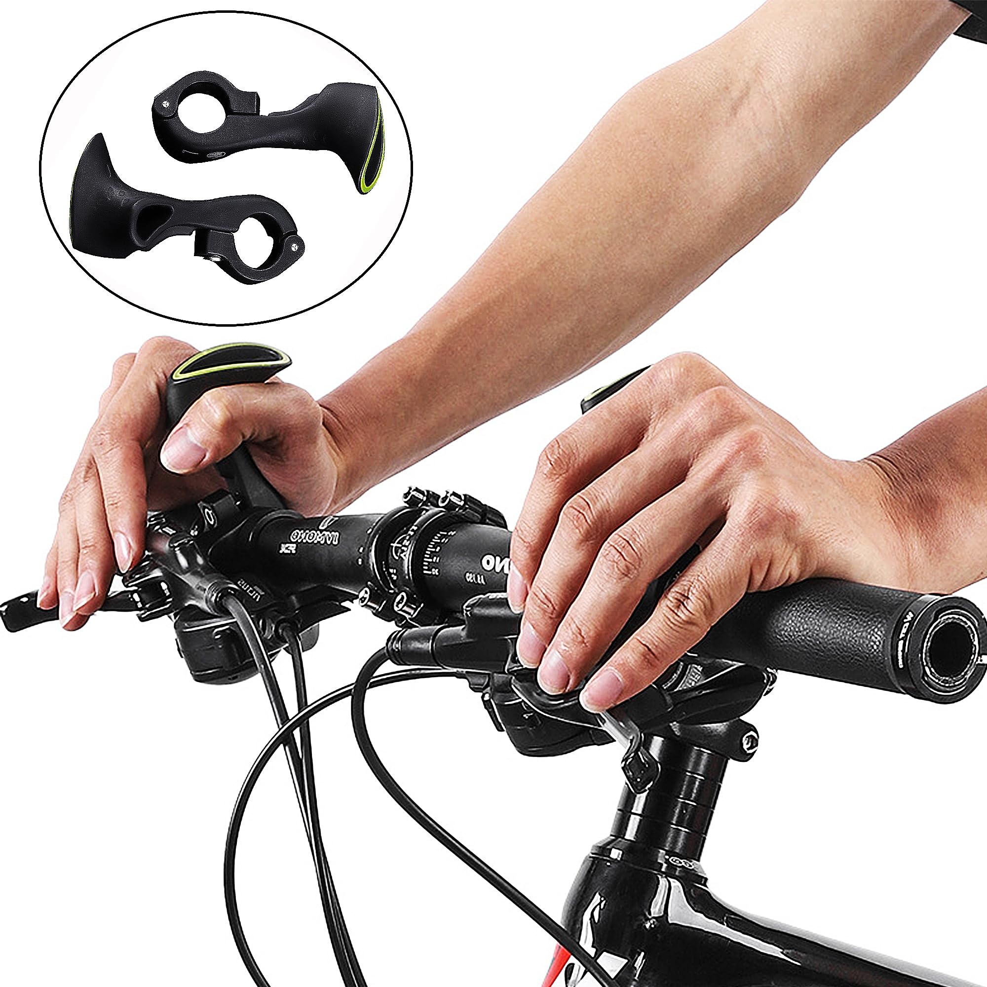 HEMOTON 2 Pezzi Estensione del Manubrio Estensore Estensori Manubrio Bici Montante Accessorio Adulto Strumento di Estensione della Bici Portabiciclette Fornitura Bici Plastica Nero