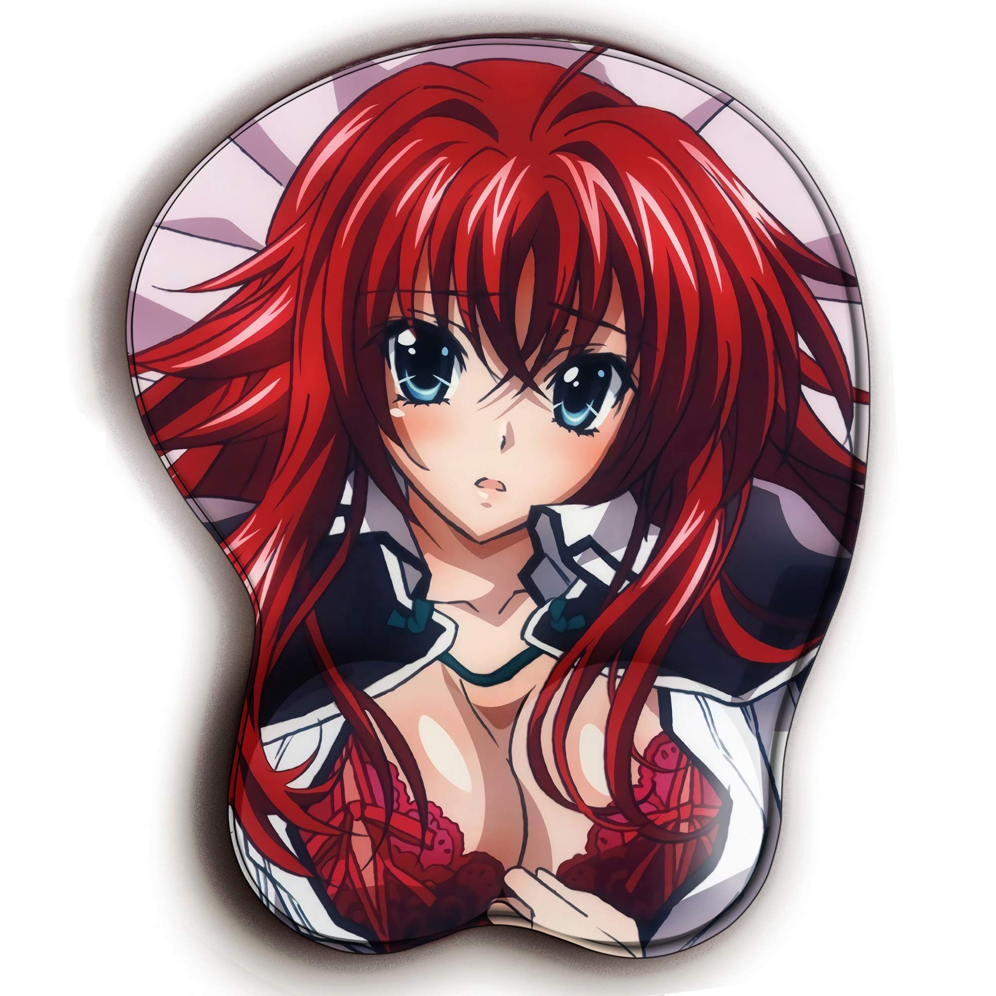 Rias Gremory Hight School DxD 3D Anime Mousepads with Silicone Gel Wrist Rest Support Ergonomic Design Oppai Mouse pad for Otaku Gift
