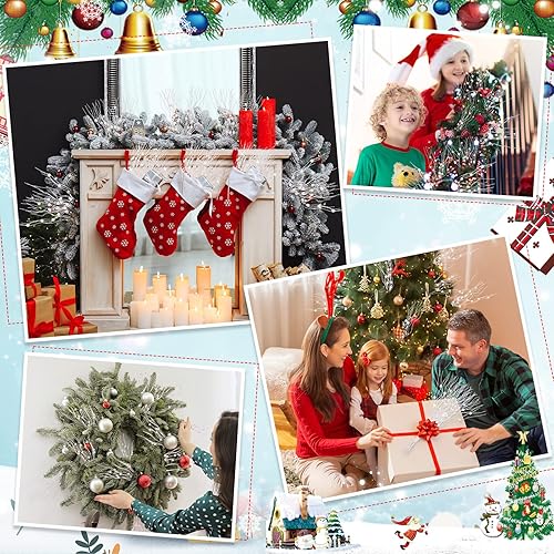 Miniatura 4 de Yunsailing 20 piezas de adornos artificiales de Navidad con purpurina de 17 pulgadas, ramas artificiales de bayas de Navidad, palillos y aerosoles