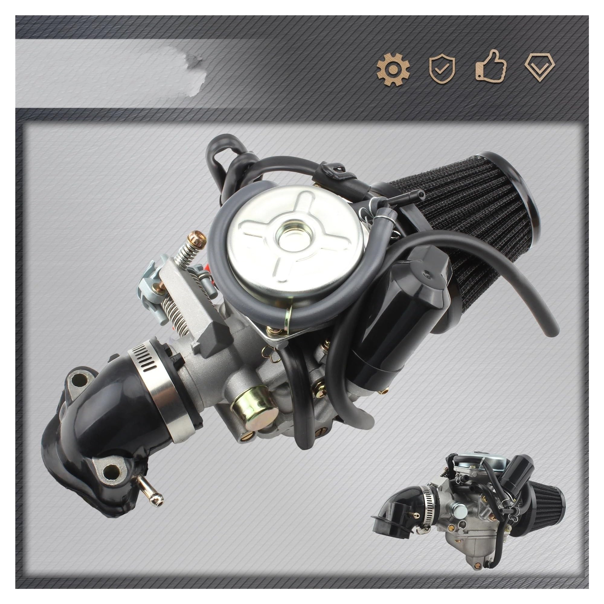 Motosierra Carburador Carburador Para Motocicleta GY6 PD24J Con Filtro De Aire Tubo Entrada 125cc 150cc Para 152QMI 152QMJ 157QMI 157QMJ Accesorios Motor(Carburetor Kit 1)