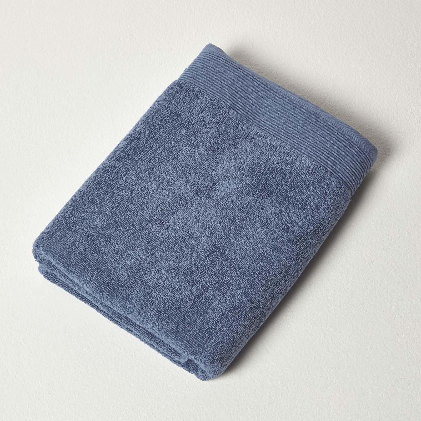 Homescapes (Bath Towel, Denim ) 100% Combed Egyptian Cotton 700 Gsm Blue