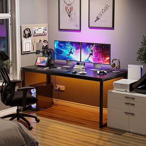 ZenStyle Computer Desk 55" Large Office Desk Computer Table Laptop PC Simple Study Writing Desk for Home Office, Black