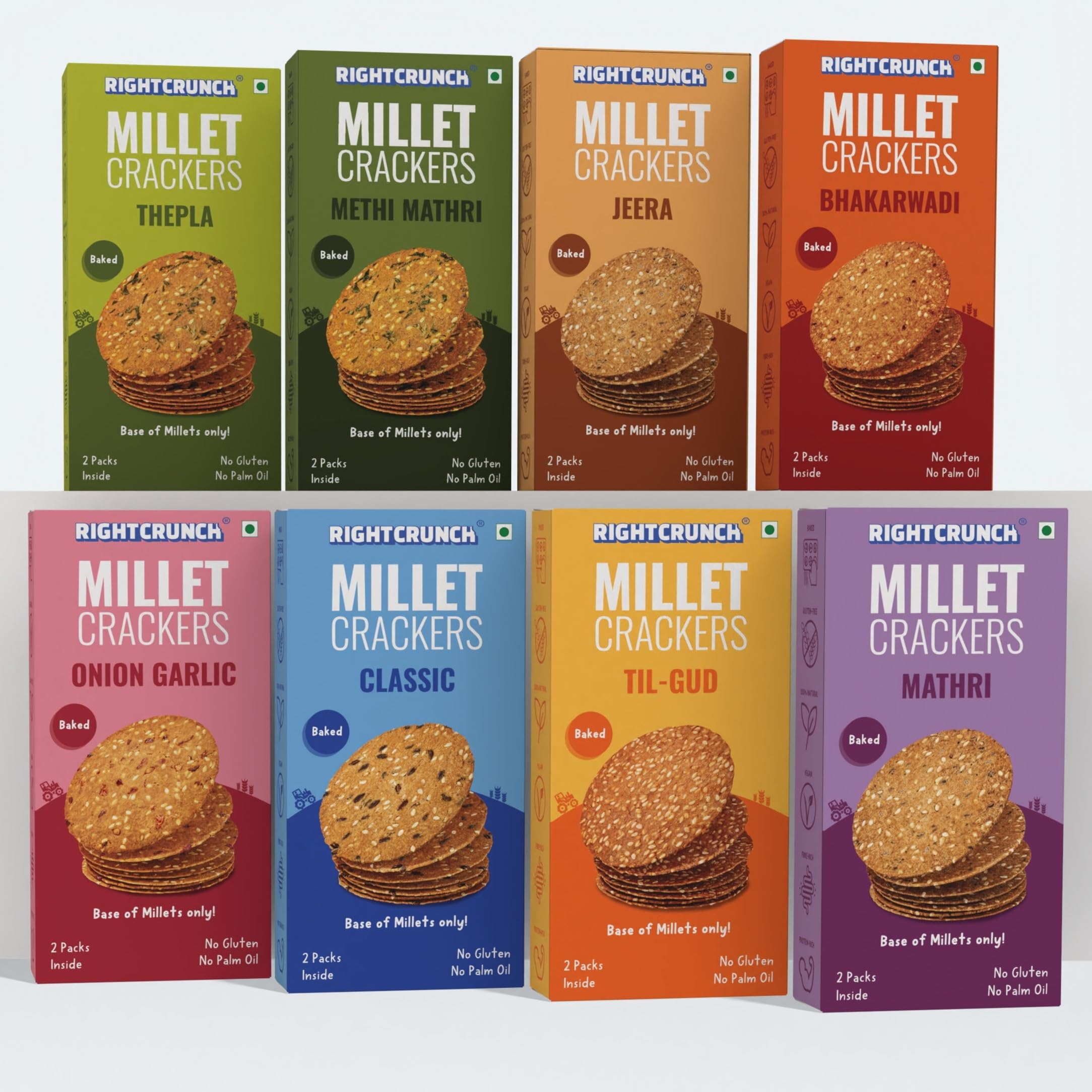 RIGHTCRUNCH Millet Crackers Gluten Free,Baked with High Protein & Fibre ...