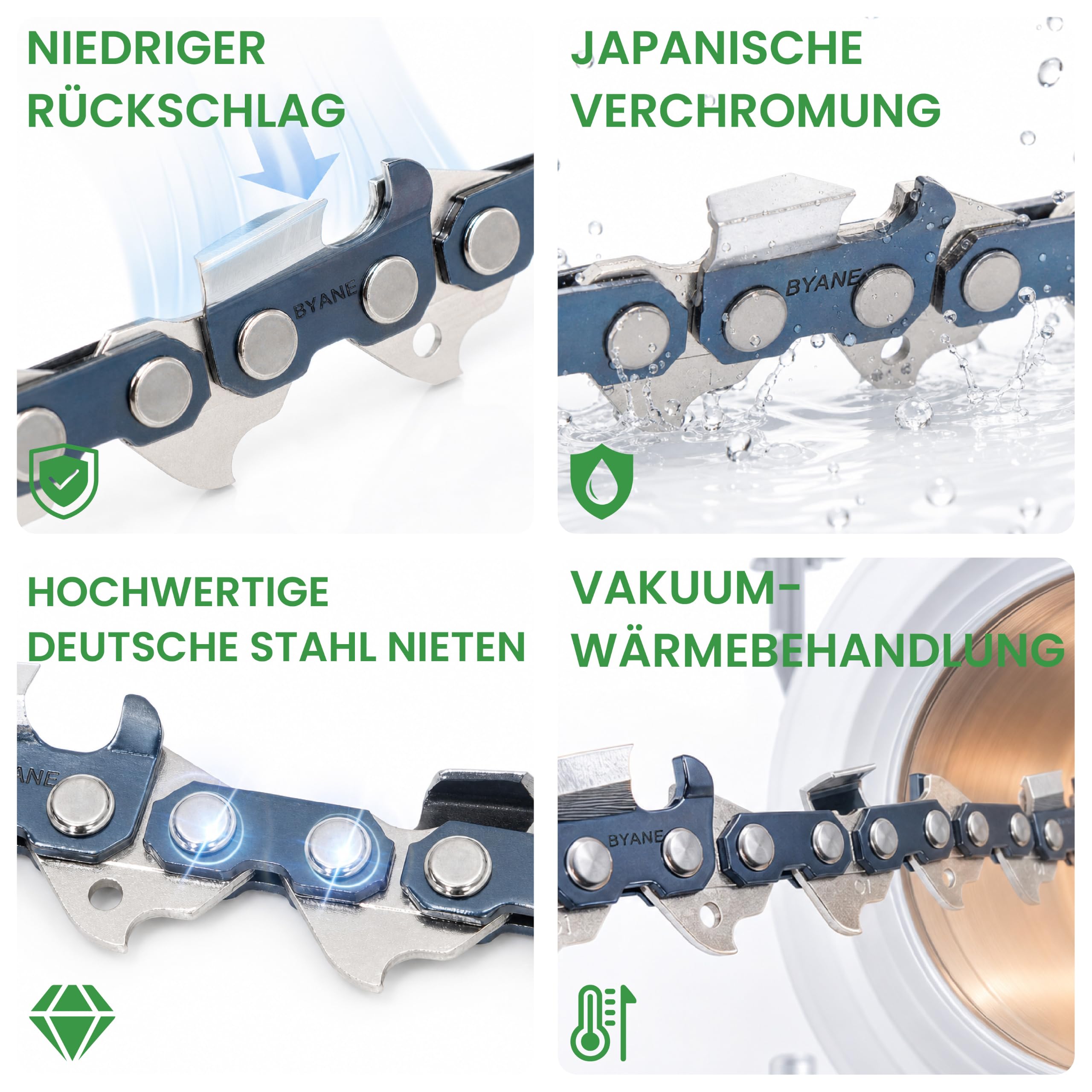 BYANE 3er-Pack Sägekette 30 cm (12 Zoll) 1/4"LP 1,1 mm (.043") 64TG | Mit Stihl 3670 000 0064, MSA 120 C-B, MSA 140 C-B, MSA 160 C-B, MSA 200 C-B, MS 150 T C, MS 150 T C-E, MS 151 T C-E