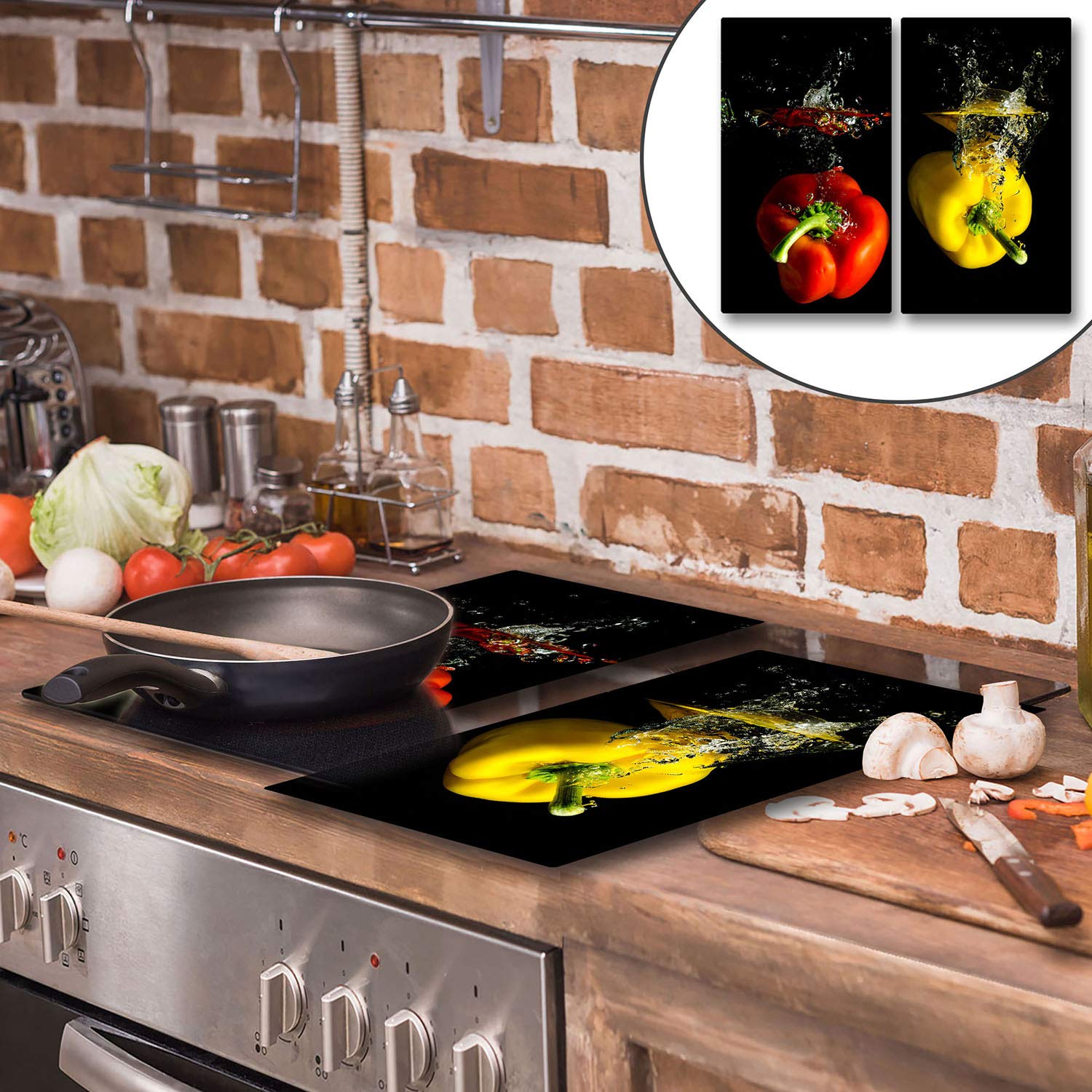KitchenYeah© Herdabdeckplatte 81.2x52 cm Einteilig Ceranfeld Abdeckplatte für Induktionsschutz