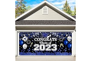 2023 Blue and Black Graduation Decorations - Garage Door Banner