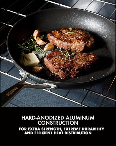 Miniatura 6 de Babish Juego de 10 Piezas de Ollas y Sartenes Anodizado Duro Láser Titanio Forever Tecnología Antiadherente Duradero - Negro