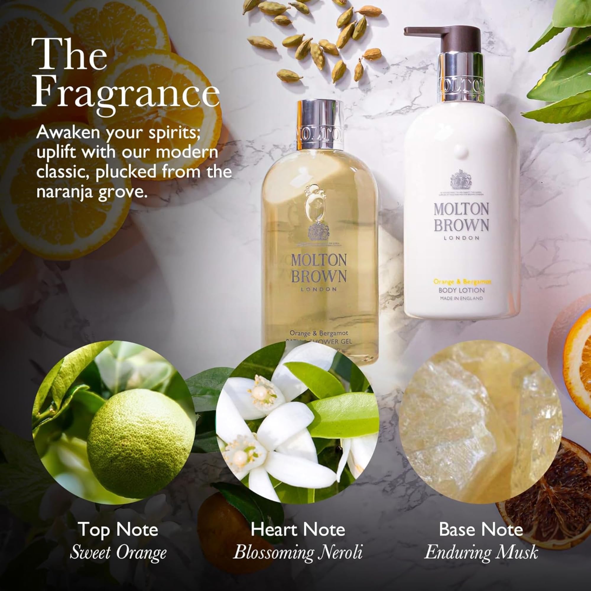 MOLTON Brown Orange & Bergamot - Recambio de gel de baño y ducha (400 ml)