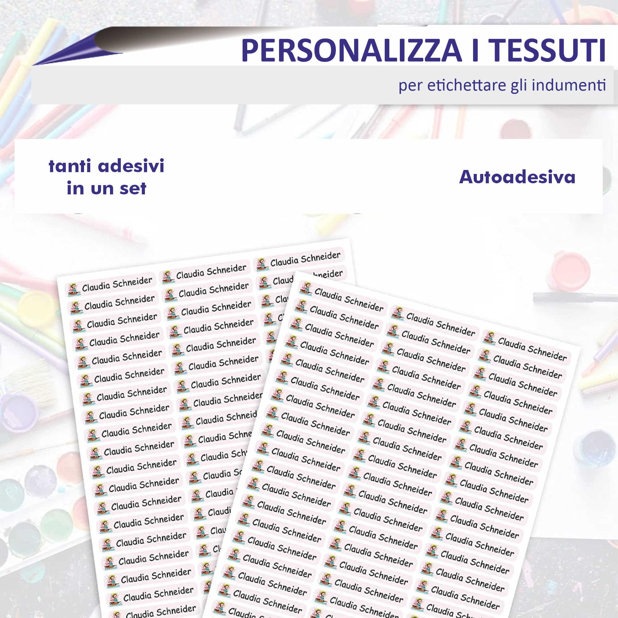 Set 60 Adesivi Personalizzati Con Nome A Scelta, Penne, Arcobaleno, Razzo, Finest-Folia, Made In Germany