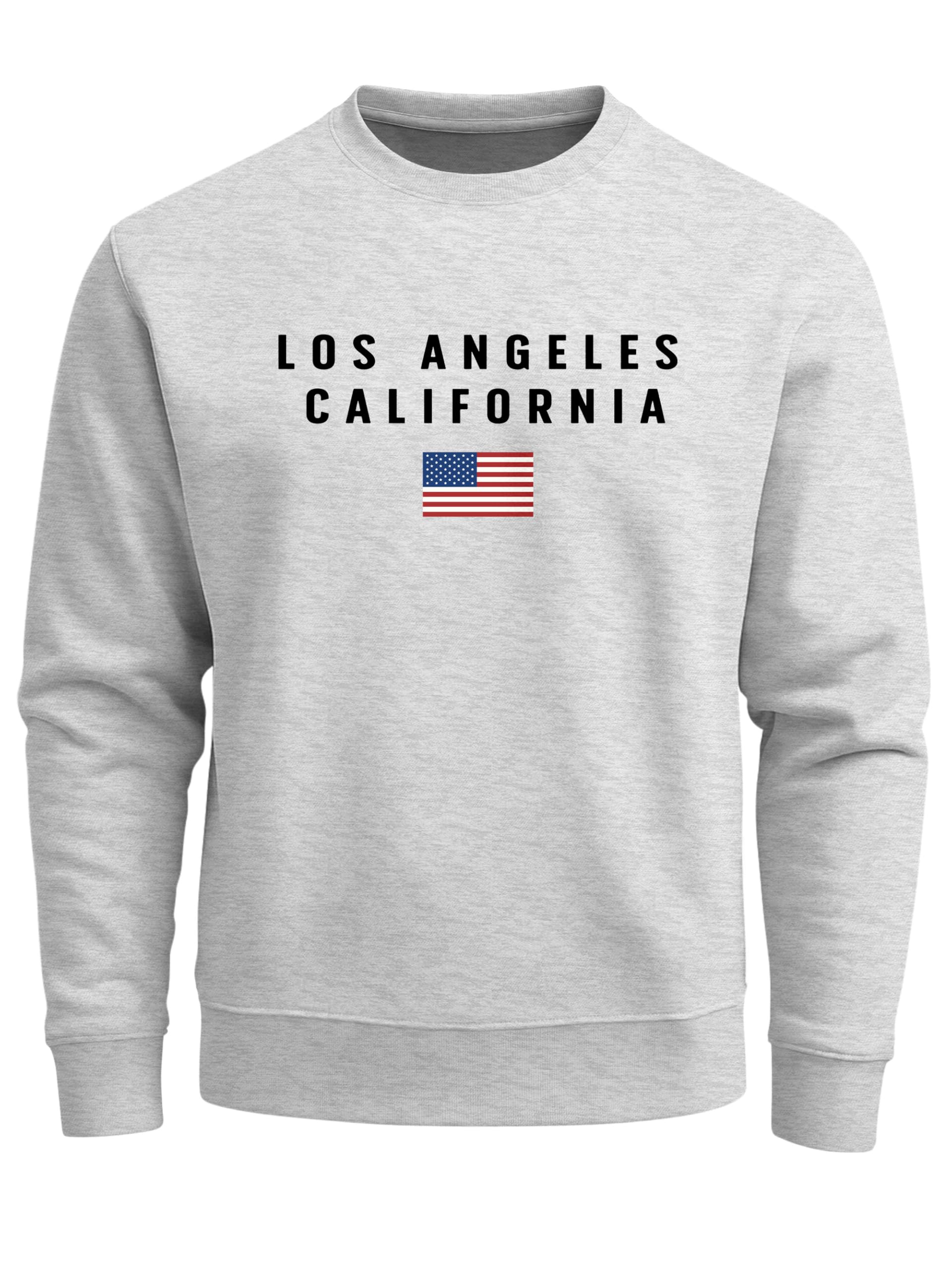 Neverless® Sweatshirt Herren Bedruckt Schriftzug California Los Angeles USA Amerika Flagge Rundhals-Pullover