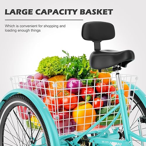 Miniatura 45 de ABORON Triciclo para adultos, bicicleta de 3 ruedas para adultos, triciclo para adultos, llantas de doble pared, triciclo para mujeres y hombres