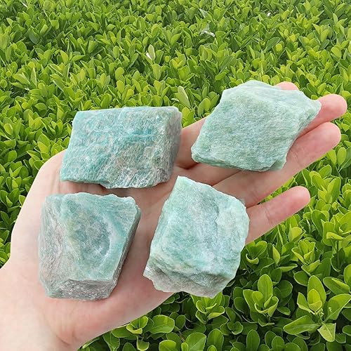 XIANNVXI Cristales grandes de amazonita de 2.5 pulgadas, piedras en bruto naturales, piedras preciosas de roca a granel para curación de reiki,