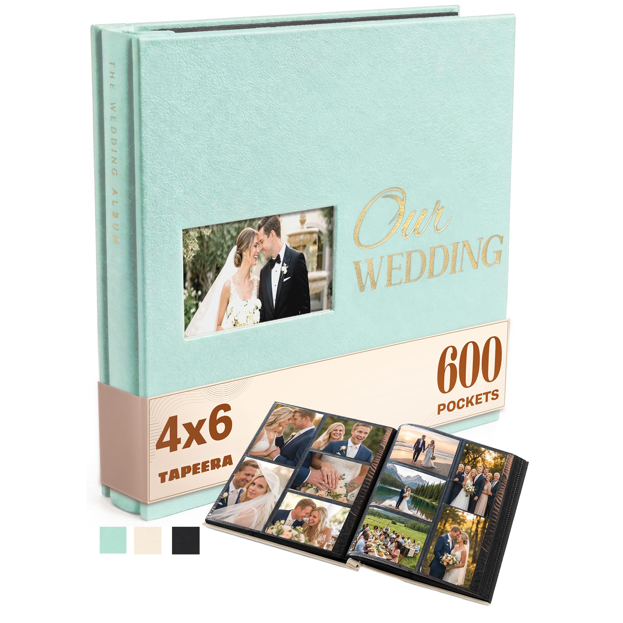 Hardcover Wedding Photo Album 6x4 with 600 Pockets Anniversary Memory Book