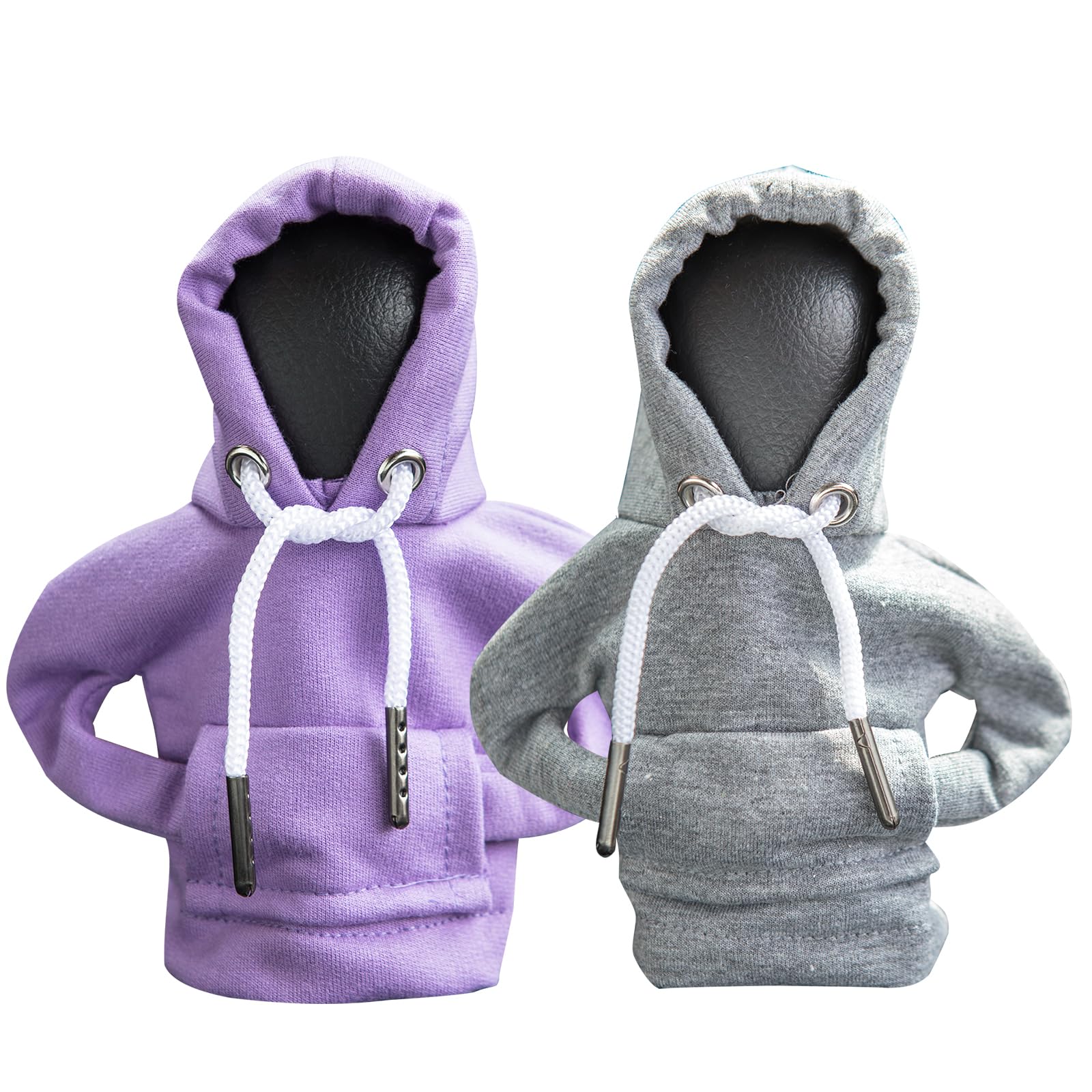 ECDREAMECDREAM 2Pcs Car Shift Knob Hoodie, Gear Shift Sweater for Gearshift, Automotive Interior Accessories (Purple and Gray)