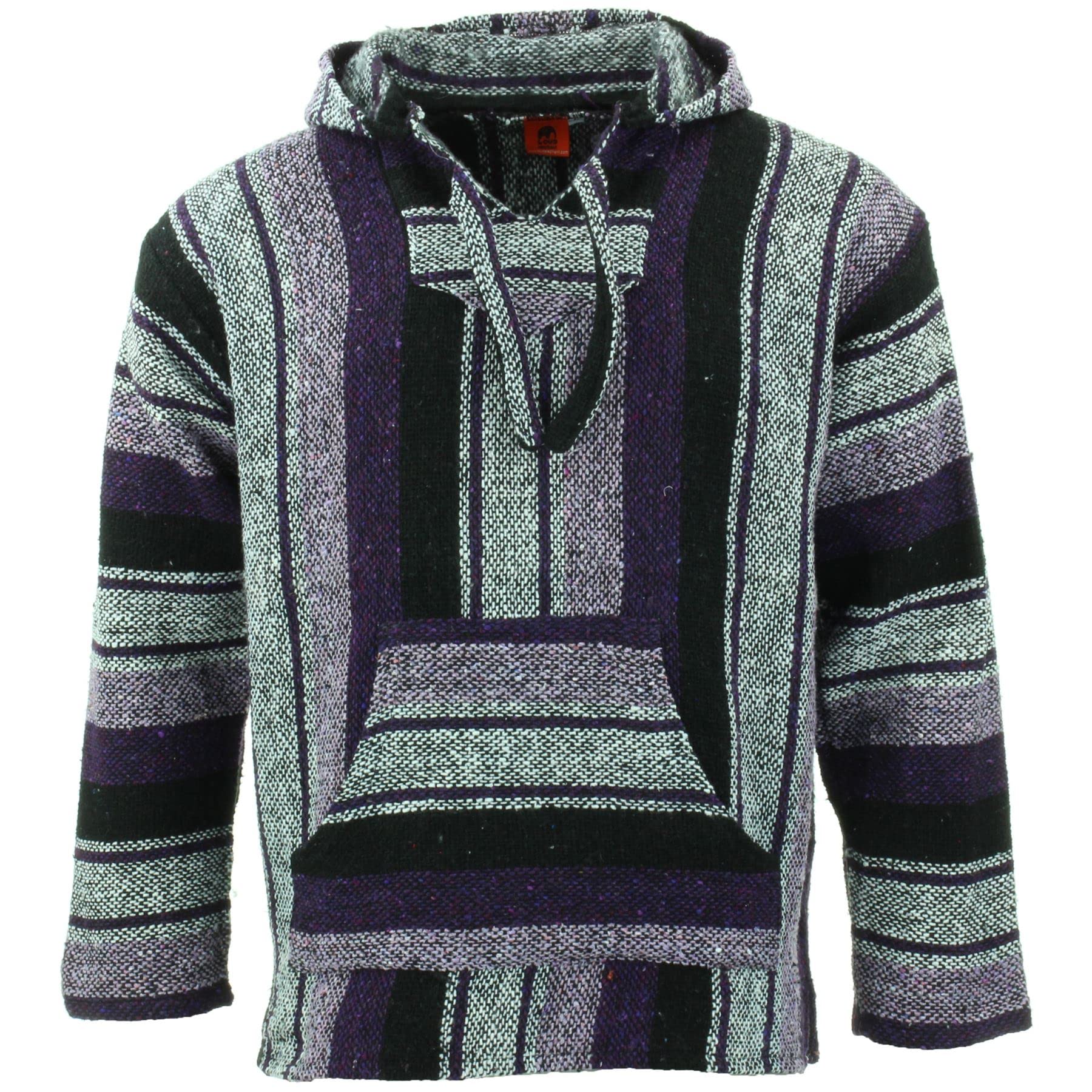 LOUDelephant Recycled Mexican Baja Jerga Hoody - Purple Mix (Large)