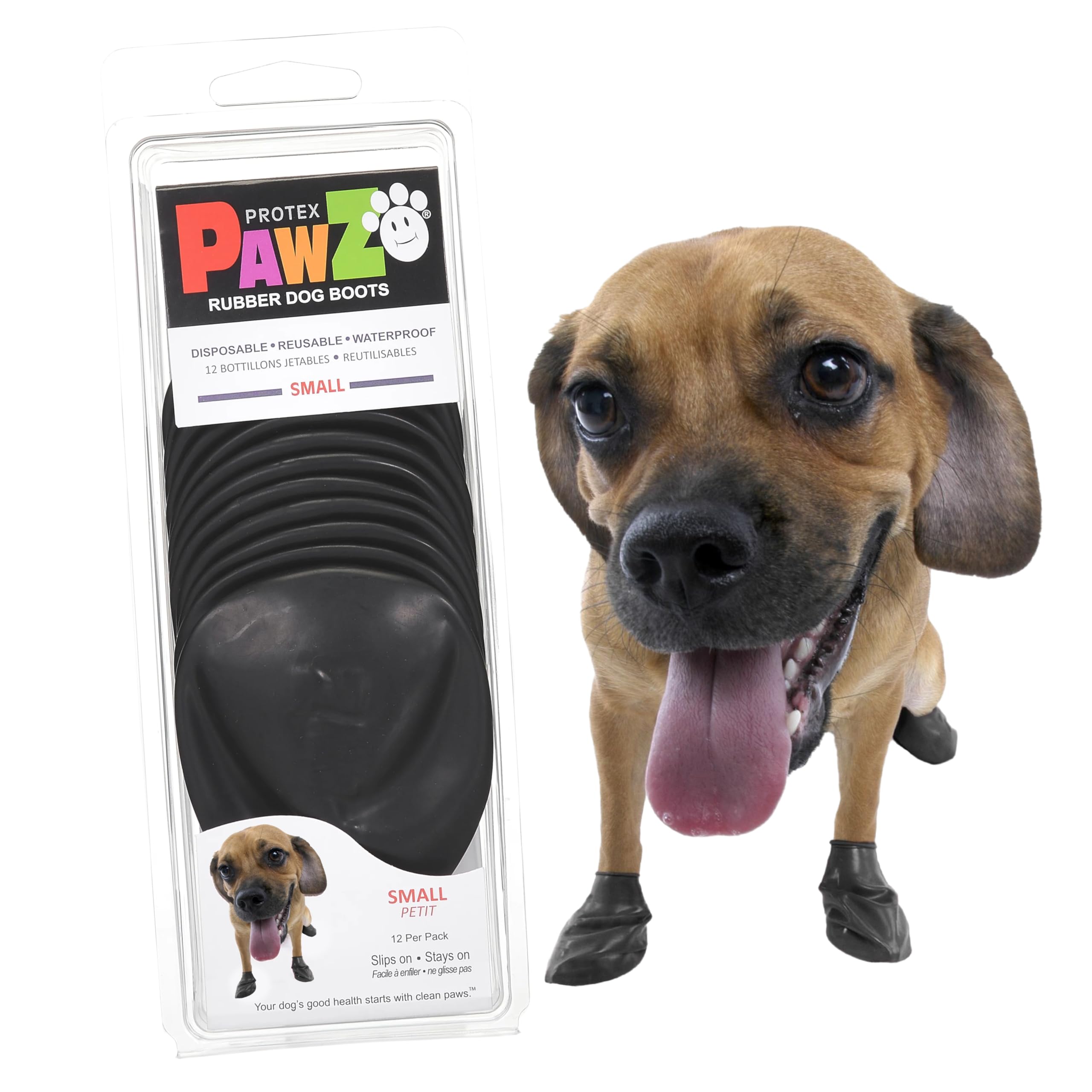 PAWZ Chaussette Noire Protection pour Coussinets de Chien S n°4 Boite de 12