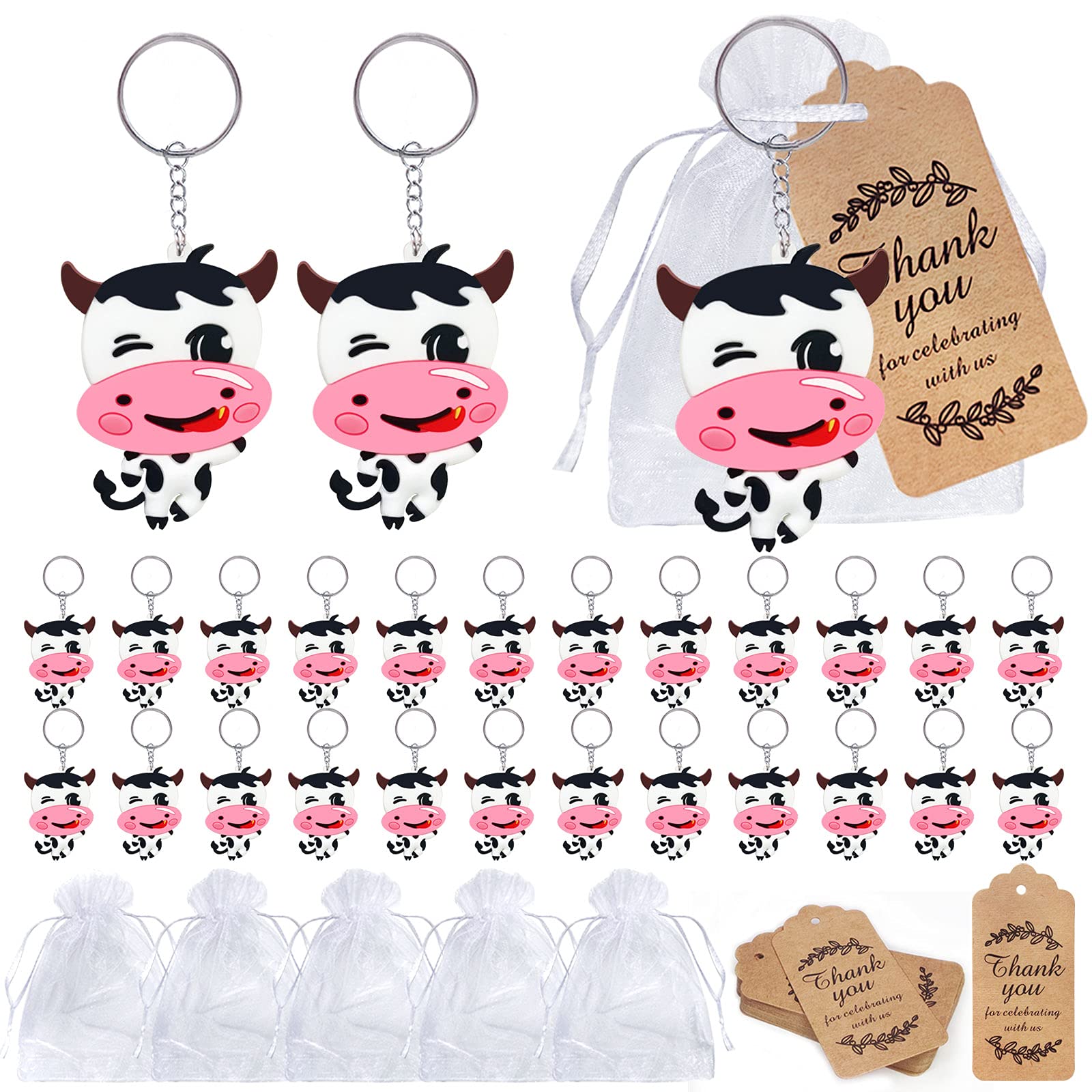 Buy CiciBear 72 Pack Dairy Cow Party Return Favors with 24 Cow Keychain