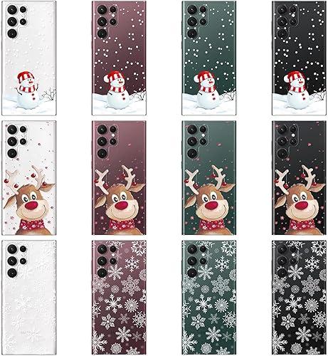 Miniatura 3 de Mavis's Diary - 3 fundas navideñas para Galaxy S23 Ultra, paquete de 3 unidades, silicona suave, piel transparente, vacaciones, invierno, temporada